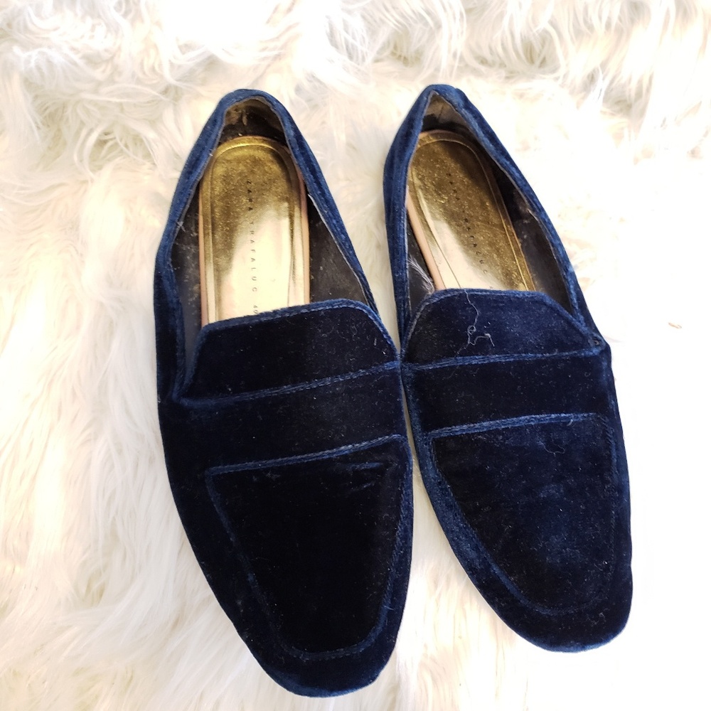Zara navy suede like flats
